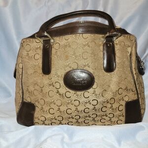 Vintage Celine Diffusion Monogram C Horse Carriage in Canvas/Leather Boston Bag